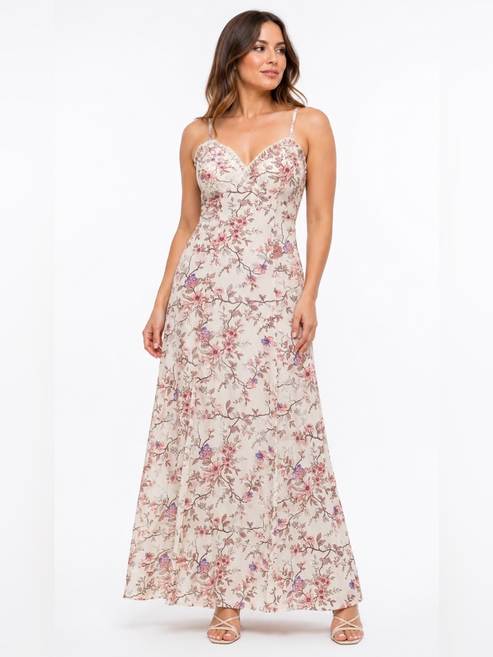 MAX STUDIO | Floral Spaghetti-Strap Maxi Dress